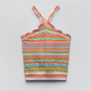 ZARA HALTER KNIT TOP Multicolored